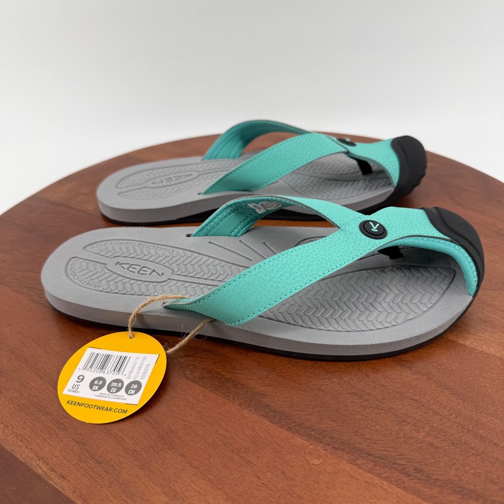 KEEN Barbados TG Flip Flop Sandals Women 9 Pool Blue Bright Aqua‎ Grey 1030276